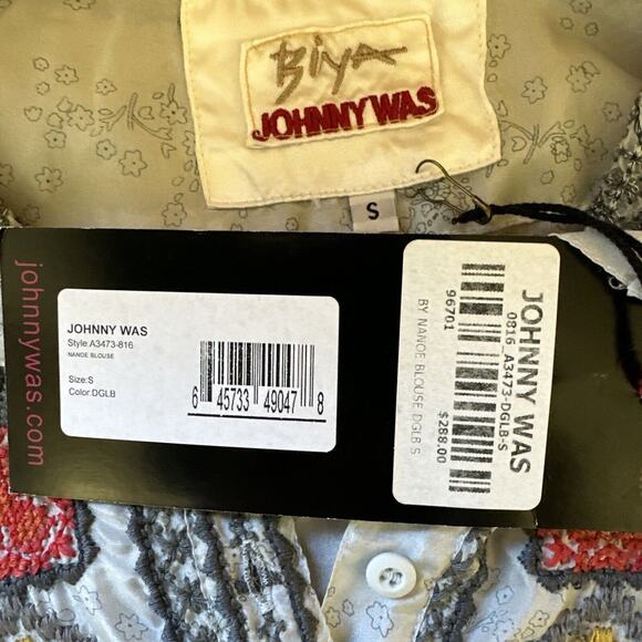 JW Los Angeles Nanoe Embroidered Silk Relaxed Tunic Small Collared South Western - Picture 9 of 12